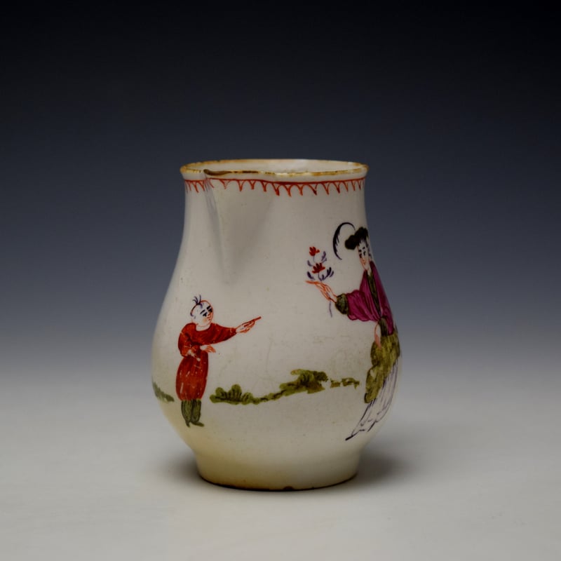 Bow Porcelain Mandarin Pattern Sparrow Beak Jug c1765 (2)