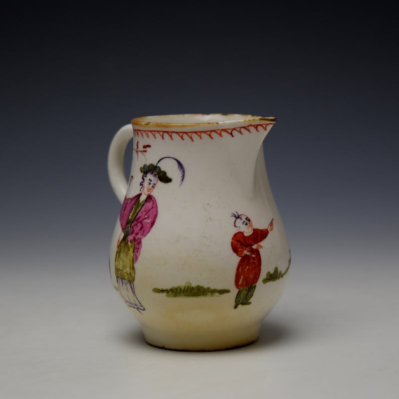 Bow Porcelain Mandarin Pattern Sparrow Beak Jug c1765 (3)