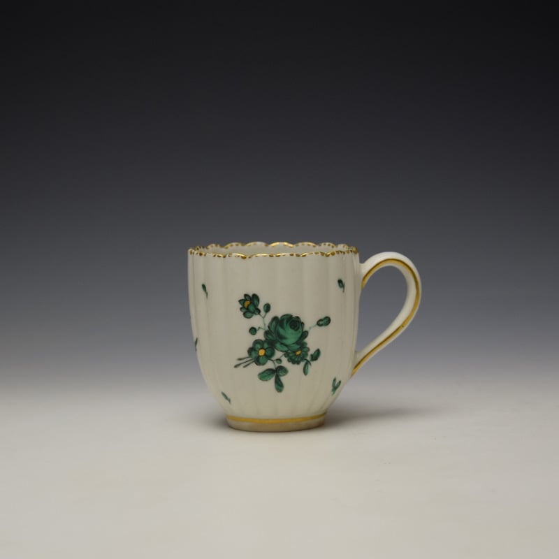 Chelsea Derby Green Floral Pattern Fluted Coffee Cup c1769-75 Vanzoi Lin Collection