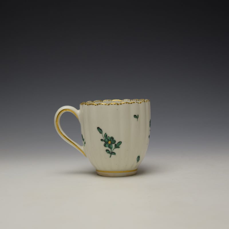 Chelsea Derby Giles Decorated Green Floral Pattern Fluted Coffee Cup c1769-75 (3)