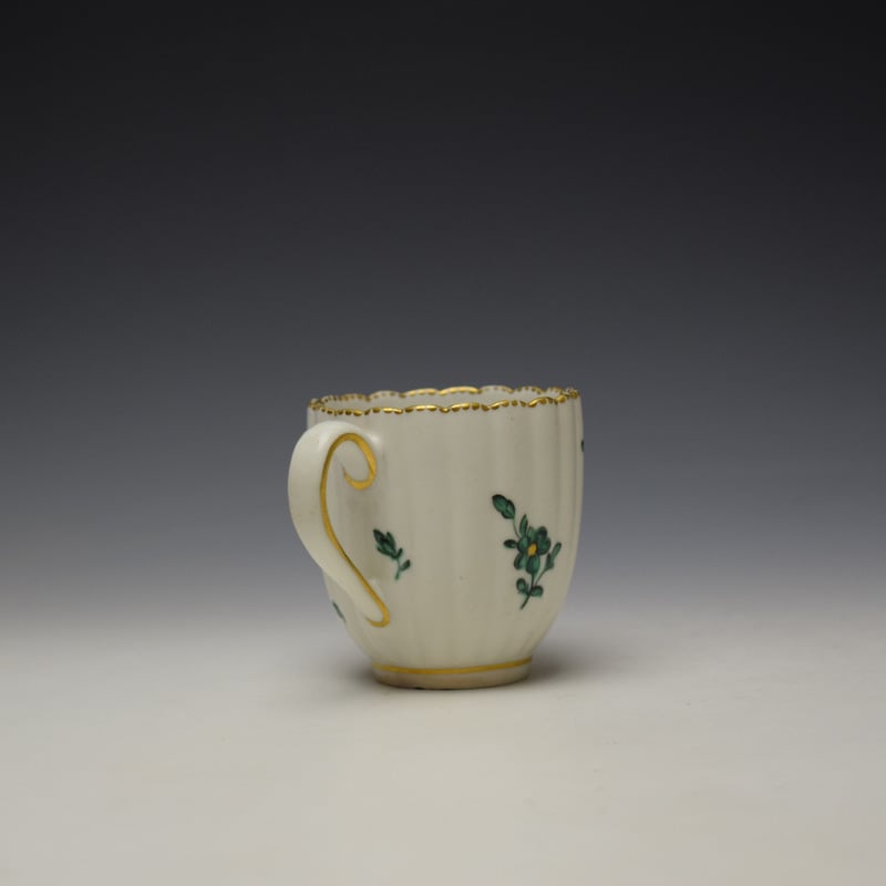 Chelsea Derby Giles Decorated Green Floral Pattern Fluted Coffee Cup c1769-75 (4)
