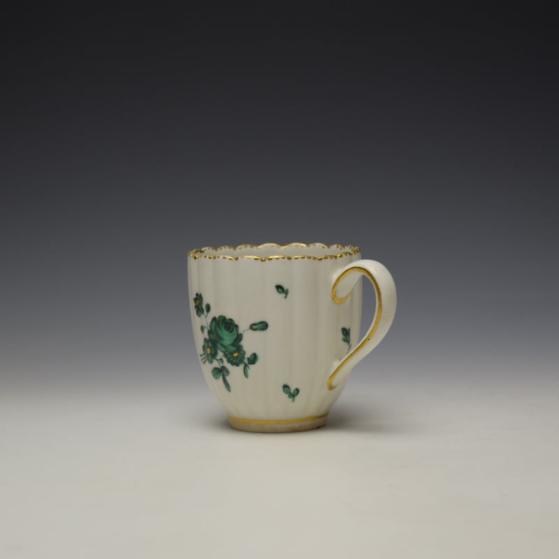 Chelsea Derby Giles Decorated Green Floral Pattern Fluted Coffee Cup c1769-75 (5)