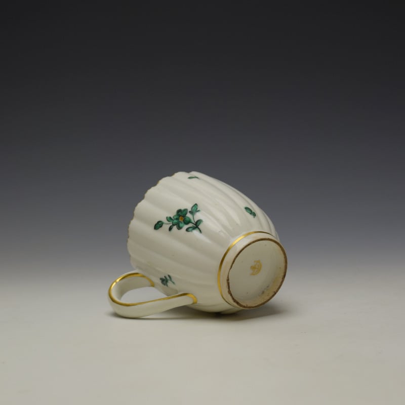 Chelsea Derby Giles Decorated Green Floral Pattern Fluted Coffee Cup c1769-75 (8)