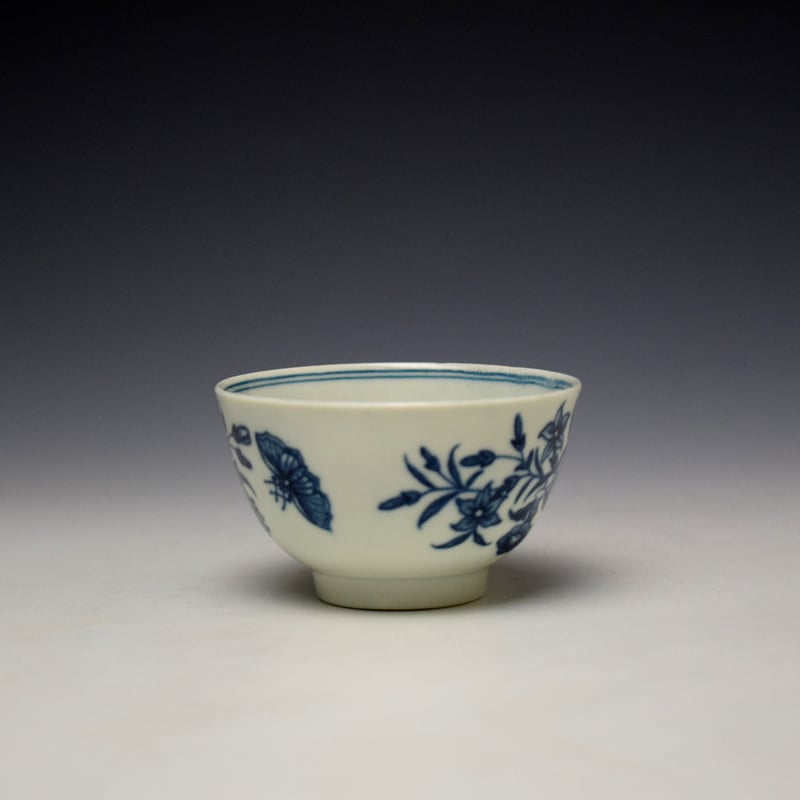 Worcester Childs Size Three Flowers Pattern Teabowl and Saucer c1770-80 (3)