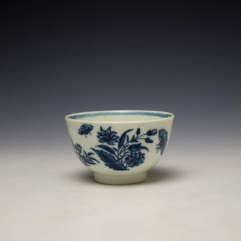 Worcester Childs Size Three Flowers Pattern Teabowl and Saucer c1770-80 (4)