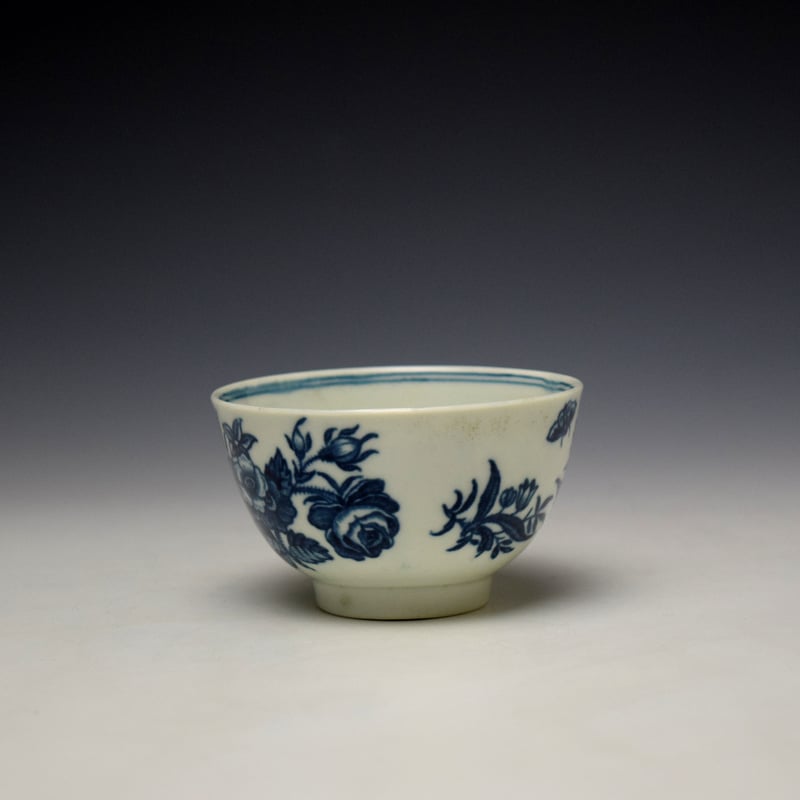 Worcester Childs Size Three Flowers Pattern Teabowl and Saucer c1770-80 (5)