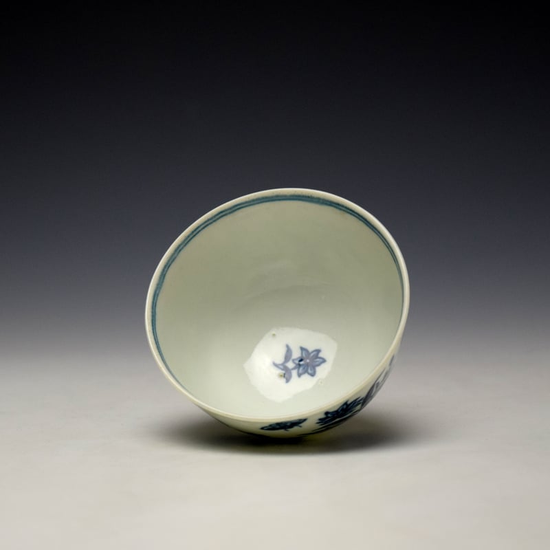 Worcester Childs Size Three Flowers Pattern Teabowl and Saucer c1770-80 (6)