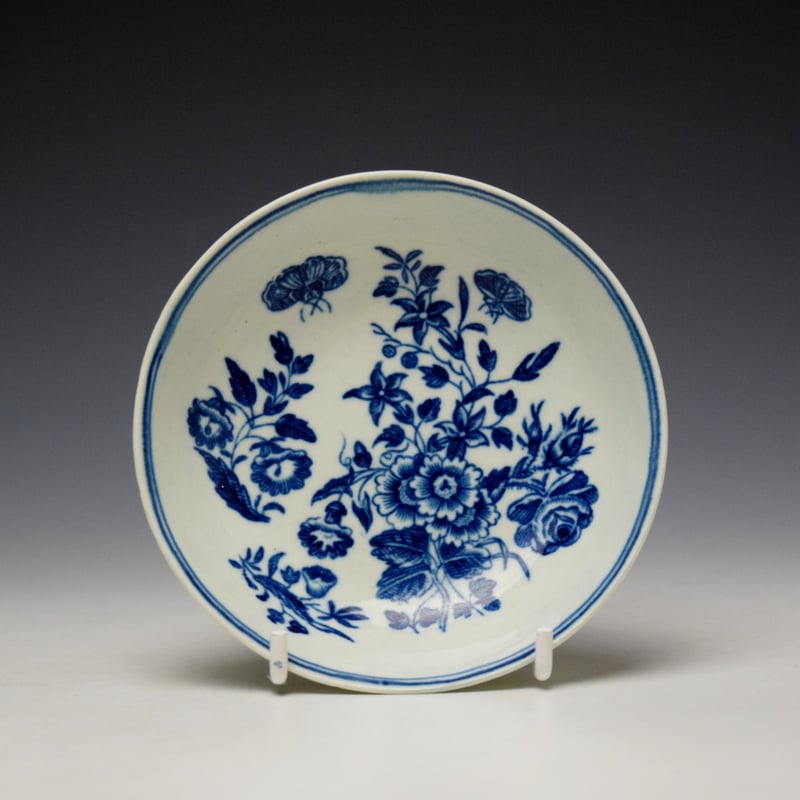Worcester Childs Size Three Flowers Pattern Teabowl and Saucer c1770-80 (8)