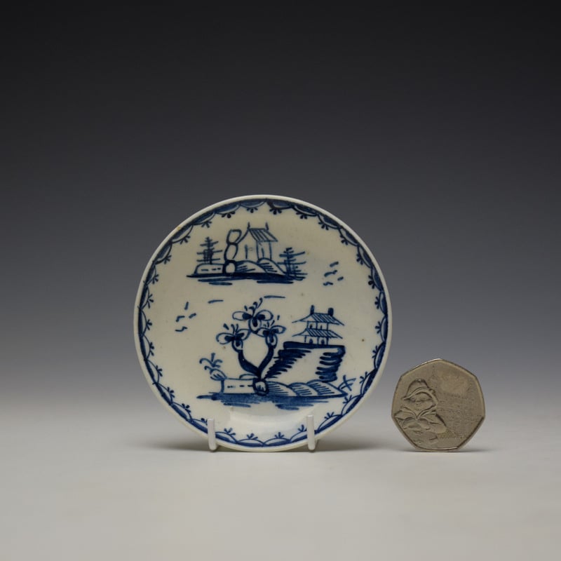 Lowestoft Garden Pattern Toy Teabowl and Saucer c1765 (9)