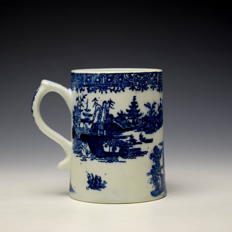 Lowestoft Dark Landscape Pattern Small Mug c1790-1800 (3)