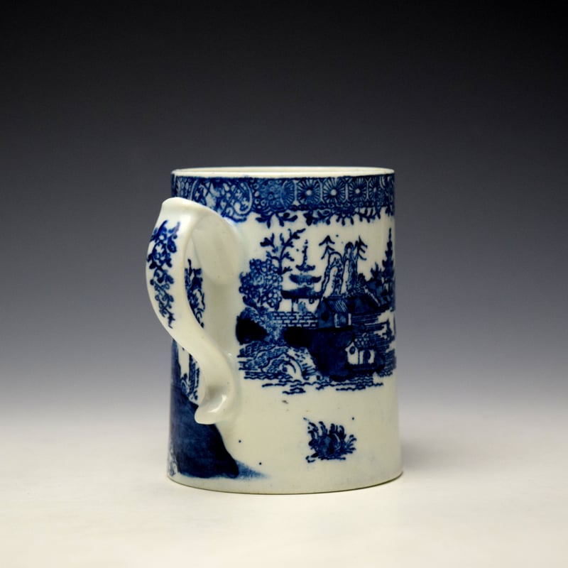 Lowestoft Dark Landscape Pattern Small Mug c1790-1800 (4)