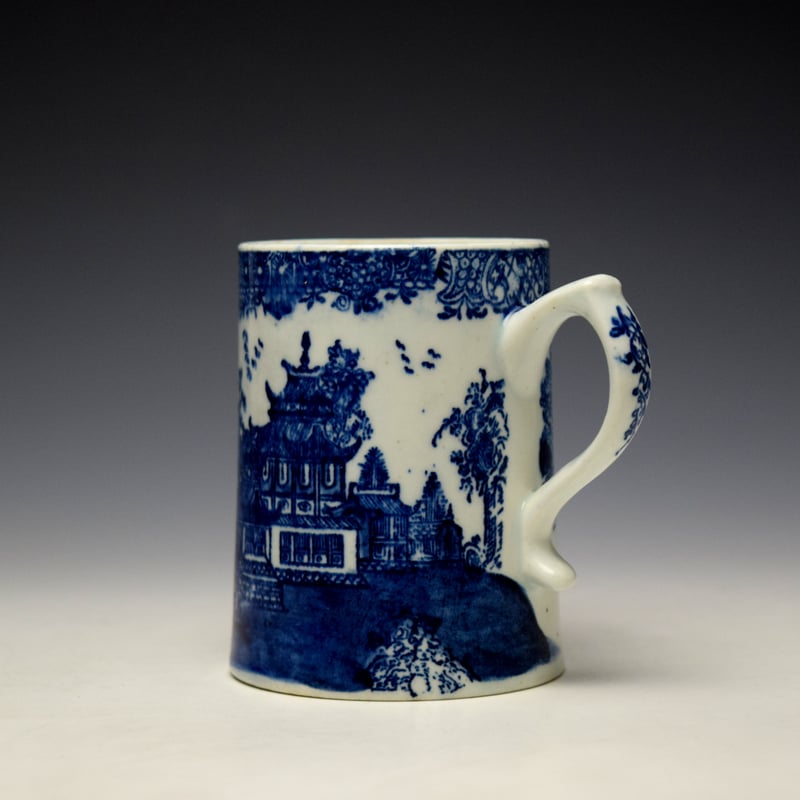 Lowestoft Dark Landscape Pattern Small Mug c1790-1800 (5)