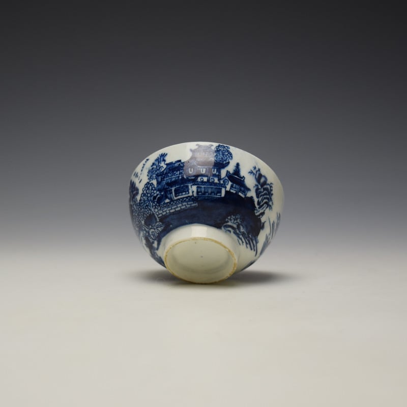 Lowestoft Dark Landscape Pattern Teabowl and Saucer c1790-1800 (6)