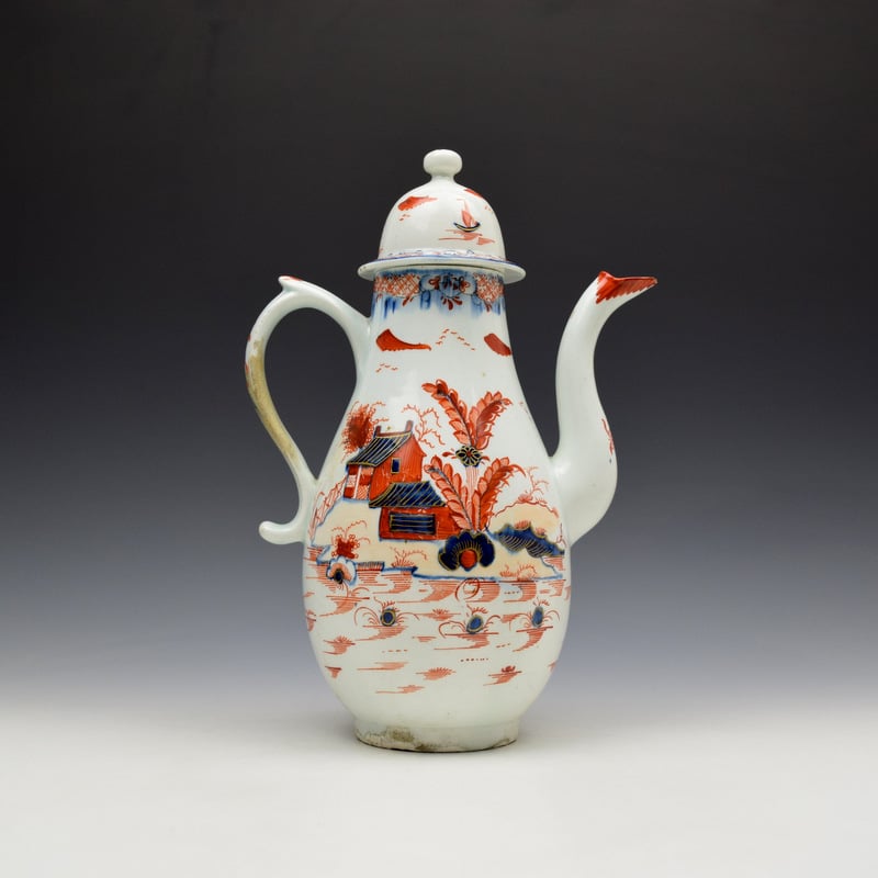 Lowestoft Dolls House Fern Pattern Coffee Pot and Cover c1775-85 (4)