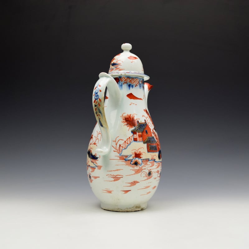 Lowestoft Dolls House Fern Pattern Coffee Pot and Cover c1775-85 (5)