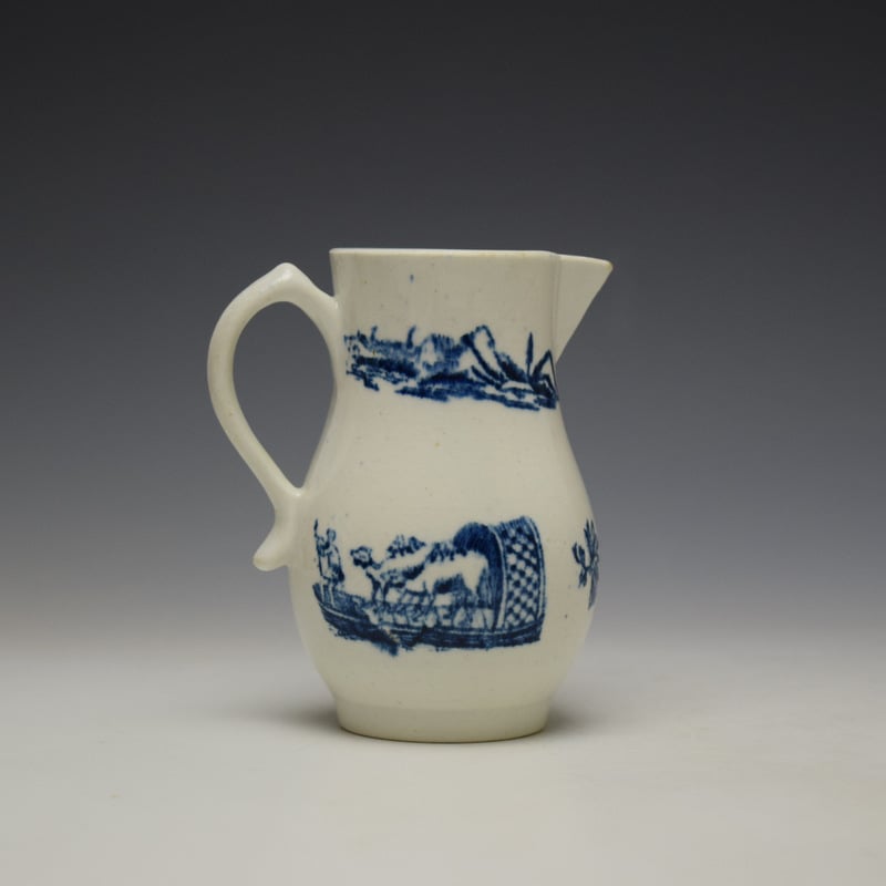 Lowestoft Dromedaries on a Raft Pattern Sparrow Beak Cream Jug c1772 (4)