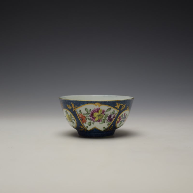Powder Blue Fan Panel Floral Pattern Teabowl c1765-68 Vanzoi Lin Collection