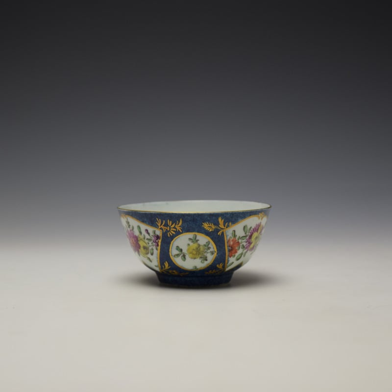 Worcester Fan Panel Floral Pattern Teabowl c1765-68 (2)