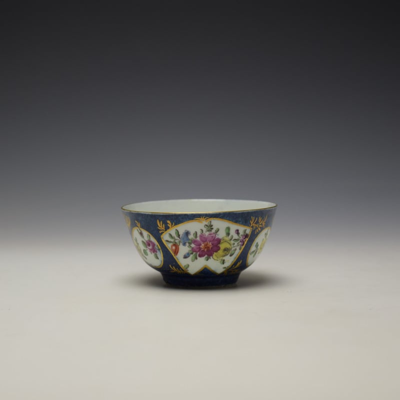 Worcester Fan Panel Floral Pattern Teabowl c1765-68 (3)