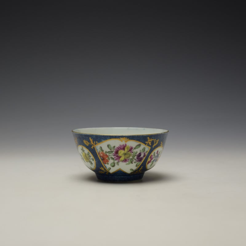 Worcester Fan Panel Floral Pattern Teabowl c1765-68 (6)