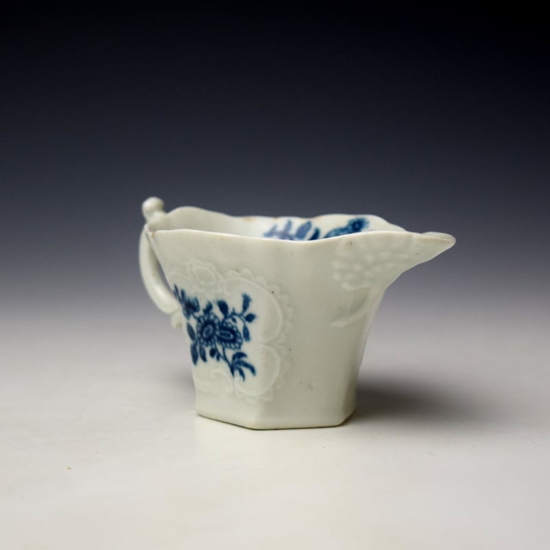 Worcester Early Floral Sprays Pattern Hexagonal Creamboat c1760-65 (3)