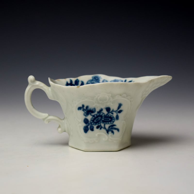Worcester Early Floral Sprays Pattern Hexagonal Creamboat c1760-65 (4)