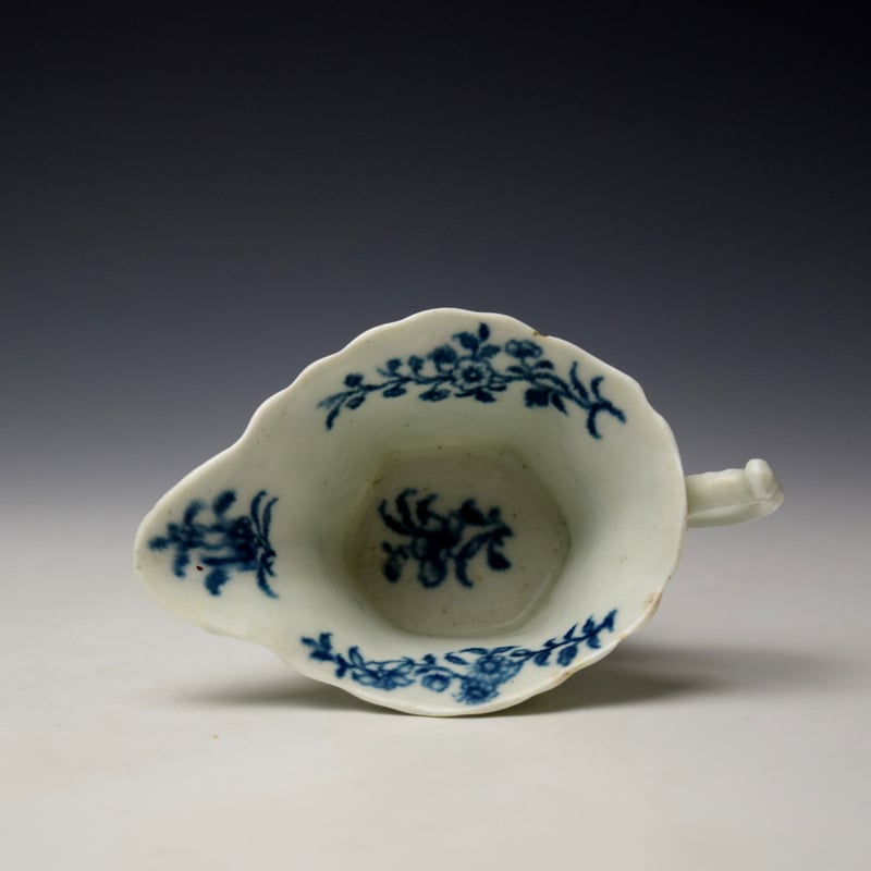 Worcester Early Floral Sprays Pattern Hexagonal Creamboat c1760-65 (6)