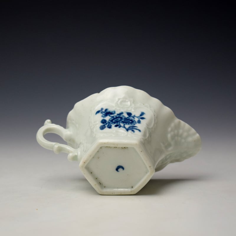 Worcester Early Floral Sprays Pattern Hexagonal Creamboat c1760-65 (7)