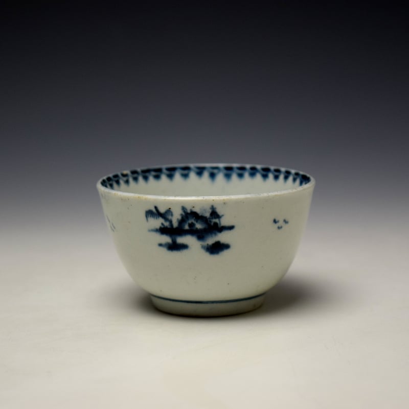 Lowestoft House Willow Fence Pattern Teabowl and Saucer c1762-65 (4)