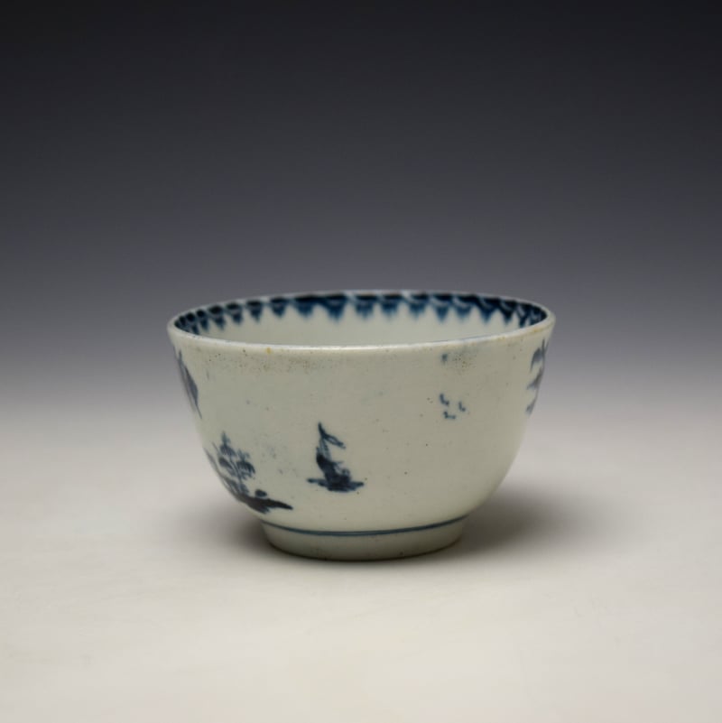Lowestoft House Willow Fence Pattern Teabowl and Saucer c1762-65 (5)