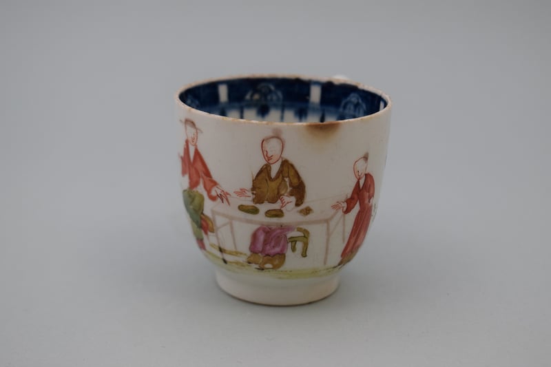 Lowestoft Porcelain Mandarin Nosy Neighbour Pattern Coffee Cup, C1768-70 (2)