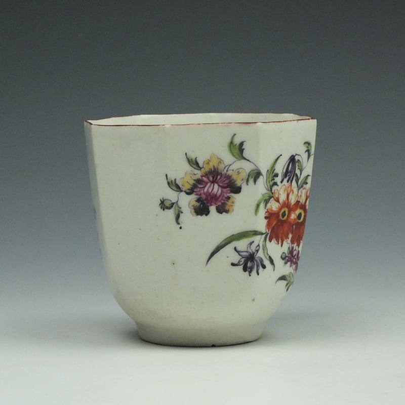 Early Octagonal Derby Floral Pattern Coffee Coffee Cup c1756-60 (3)