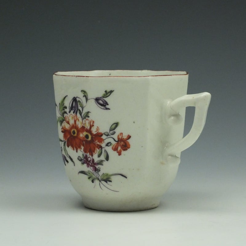 Early Octagonal Derby Floral Pattern Coffee Coffee Cup c1756-60 (6)