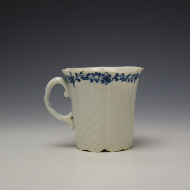 Worcester Feather Mould Floral Boarder Coffee Cup c1757-60 (3)