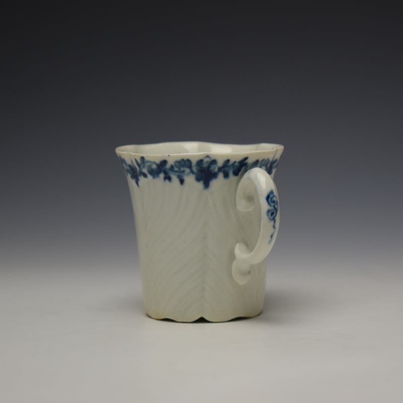 Worcester Feather Mould Floral Boarder Coffee Cup c1757-60 (5)