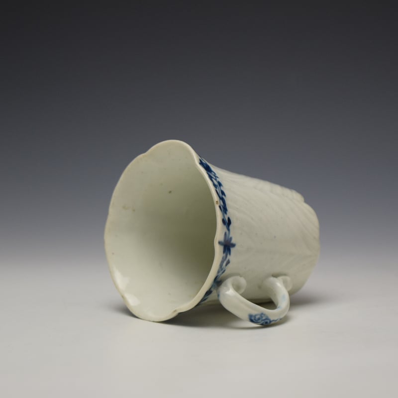 Worcester Feather Mould Floral Boarder Coffee Cup c1757-60 (6)