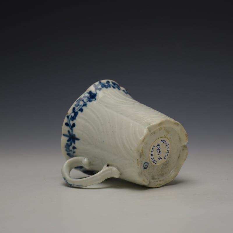 Worcester Feather Mould Floral Boarder Coffee Cup c1757-60 (7)
