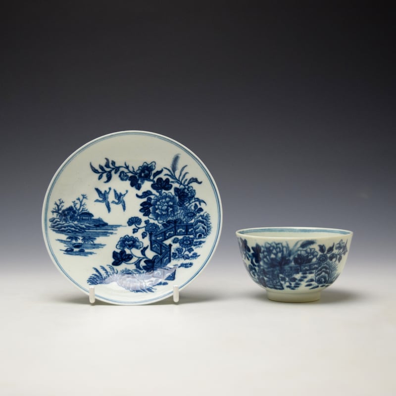 Fence Pattern Teabowl and Saucer c1765-80