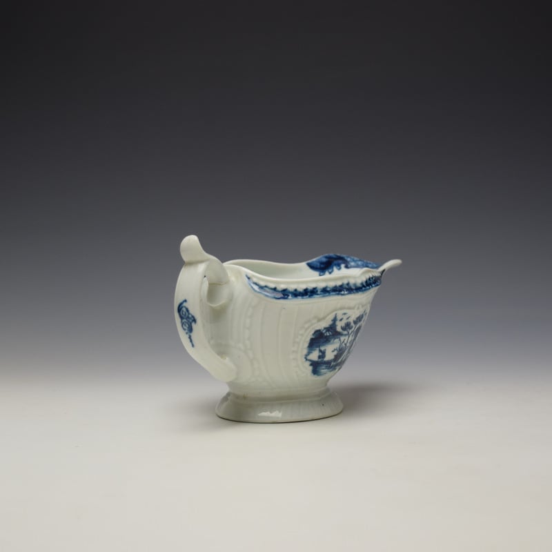 Worcester Fisherman and Billboard Island Pattern Sauceboat c1760-65 (6)