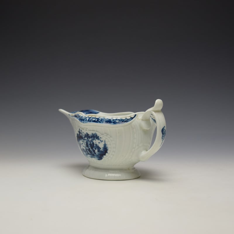 Worcester Fisherman and Billboard Island Pattern Sauceboat c1760-65 (7)