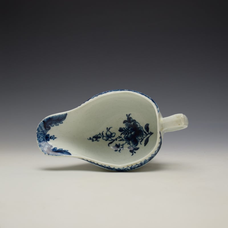 Worcester Fisherman and Billboard Island Pattern Sauceboat c1760-65 (8)