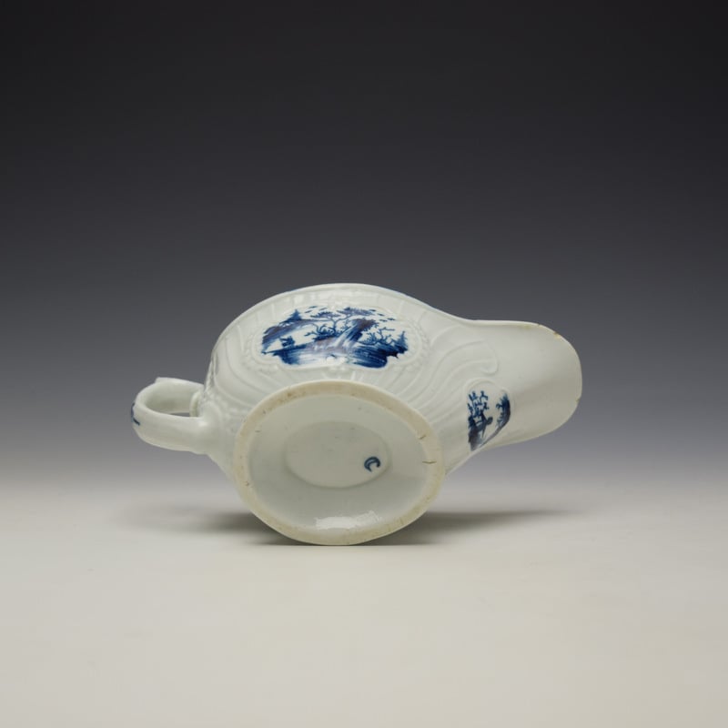 Worcester Fisherman and Billboard Island Pattern Sauceboat c1760-65 (9)