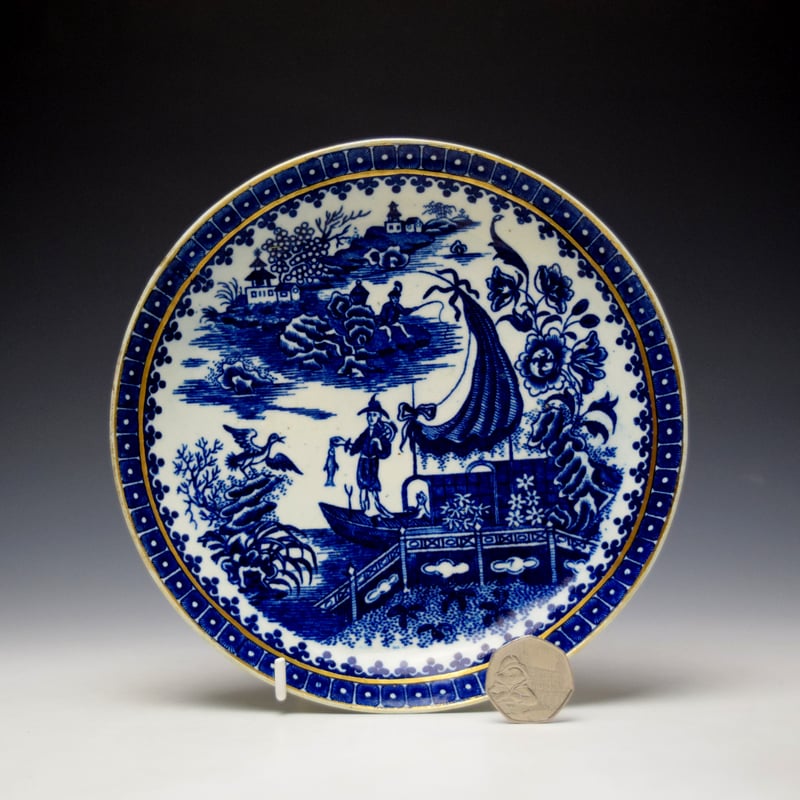 Rare Worcester Fisherman Pattern Saucer Dish c1775/85