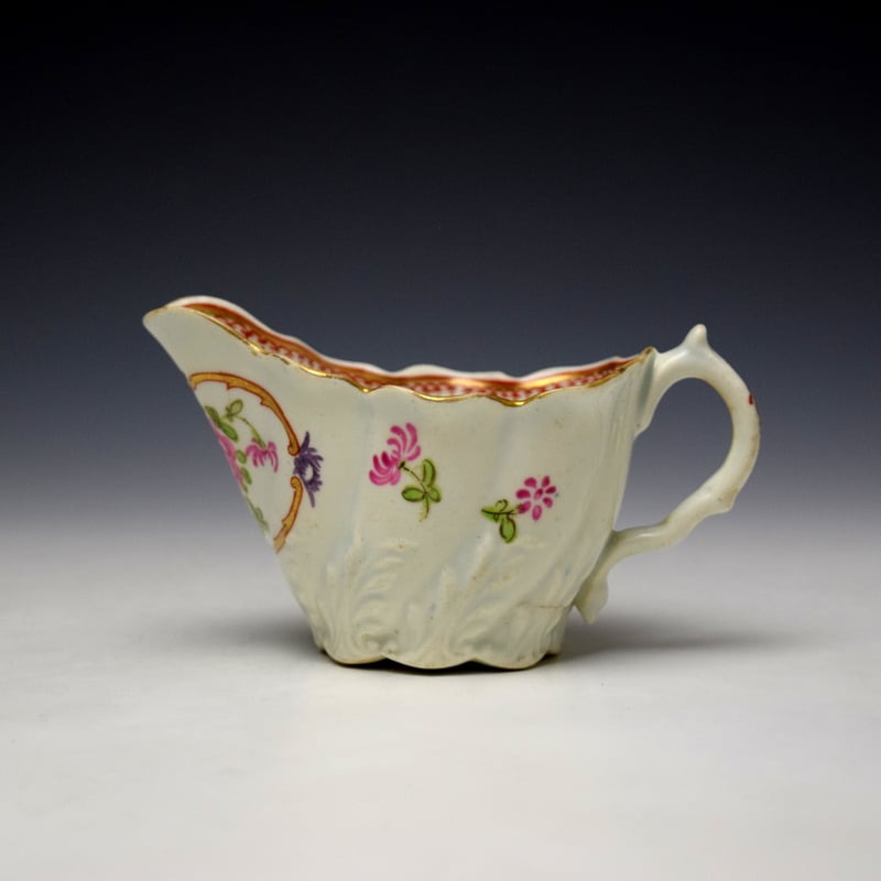 Floral and Cartouche Pattern Low Chelsea Ewer c1770