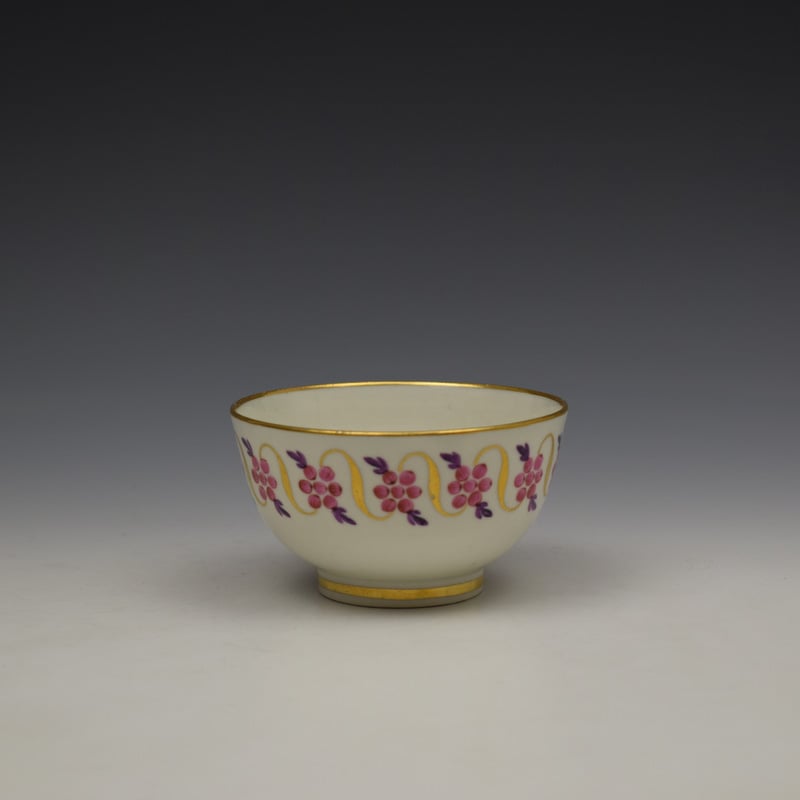 Caughley Floral Banded Swags Pattern Teabowl and Saucer c1790 (2)