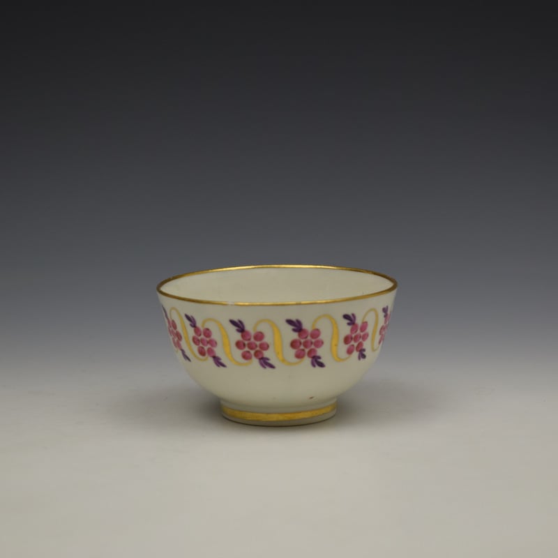 Caughley Floral Banded Swags Pattern Teabowl and Saucer c1790 (3)
