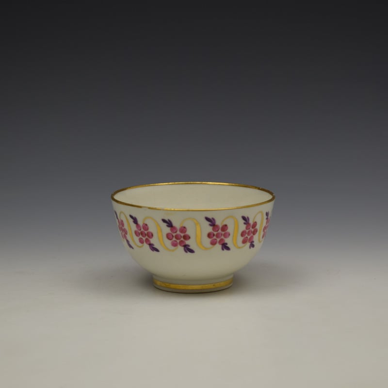 Caughley Floral Banded Swags Pattern Teabowl and Saucer c1790 (4)