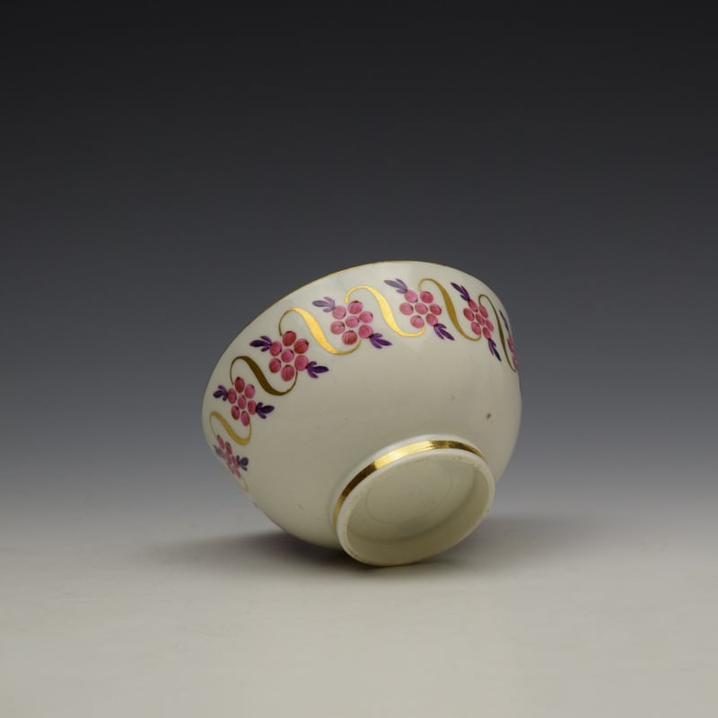 Caughley Floral Banded Swags Pattern Teabowl and Saucer c1790 (6)
