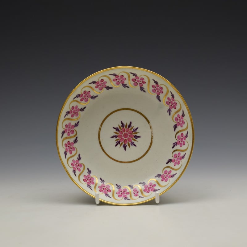 Caughley Floral Banded Swags Pattern Teabowl and Saucer c1790 (7)