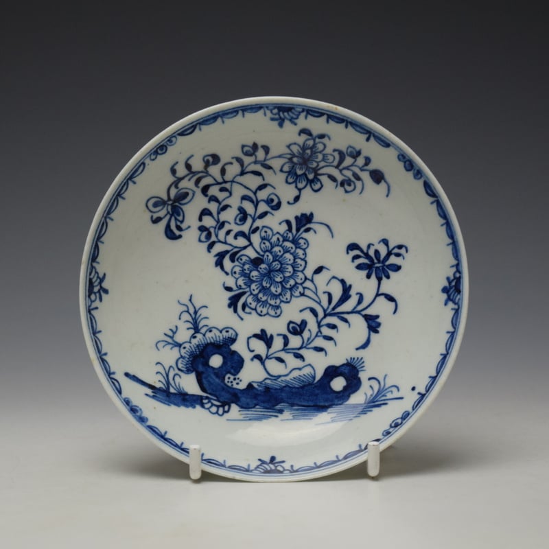 Flowering Peony and Holed Root Pattern Teabowl and Saucer c1775-80 - Image 8